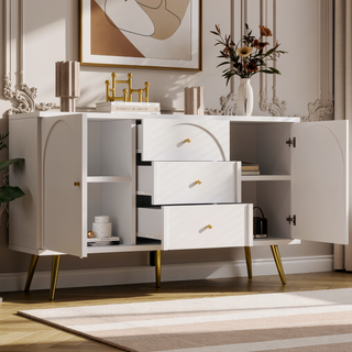 Sunvega Modern Minimalist Metal Foot Dining Cabinet with Large Storage Space
