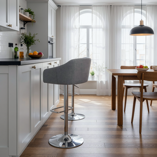 Sunvega Contemporary Adjustable Swivel Barstool with Stylish Fabric Covered Seat