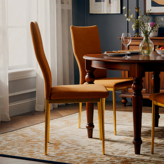 Sunvega Golden Legs and Black Seat Comfortable Durable Dining Chair Set of 4
