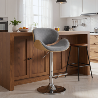 Sunvega Bentwood Swivel Bar Stool with Padded Seat and Chrome Base for Kitchen
