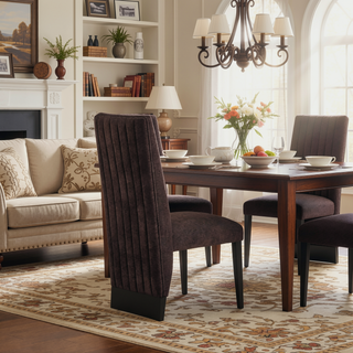 Sunvega Contemporary Boucle Finish Dining Chairs with Extended Back 2PK Set