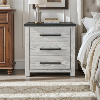 Sunvega Dark Top Finish Nightstand with Spacious Drawers and Block Style Feet