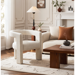 Sunvega Beige Boucle Side Chair Set of 2 with Comfortable Upholstery and Contemporary Design
