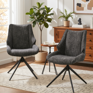 Sunvega Brown Chenille Swivel Side Chair with Padded Seat and Back Cushion