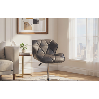 Sunvega Modern Brown Faux Leather Tufted Adjustable Height Kitchen Island Stools Set of 2