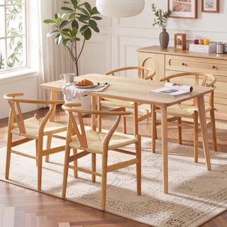 Sunvega Solid Wood Wishbone Dining Chairs Mid Century Modern for Beach House Fully Assembled