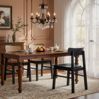 Sunvega Modern Contemporary Black Finish Rectangular Wooden Dining Table