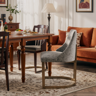 Sunvega Modern Grey Upholstered Parsons Dining Chair Set with Metal Frame