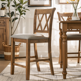Sunvega Counter Height Dining Chairs with Double-X Cut-Out Detail and Tapered Legs