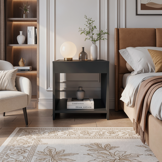 Sunvega Minimalistic Nightstand with Open Shelf for Small Spaces