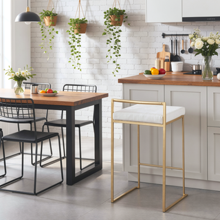 Sunvega Glam Contemporary Stackable Counter Stool with White Velvet Cushion