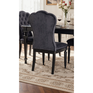 Sunvega Glam Style 2pc Side Chair with Upholstered Seat and Fluted Legs for Dining Room