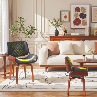 Sunvega Mid-Century Modern Dining Chair with 360° Swivel and PU Leather Upholstery