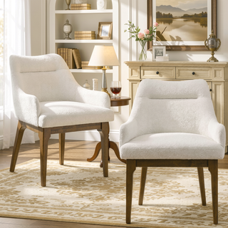 Sunvega Gray Chenille Upholstered Side Chair with Walnut Veneer Frame