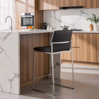Sunvega Fuji Contemporary High Back Counter Stool with Padded Seat and Backrest