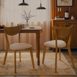 Sunvega Curved Back Dining Chair Set of 2 with Cushioned Seat and Angled Legs