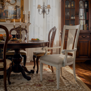 Sunvega Light Grey and Weathered White Padded Arm Chair Set of 2 for Dining Room