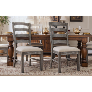 Sunvega Weathered Gray Upholstered Dining Chairs with Rustic Style, Set of 2