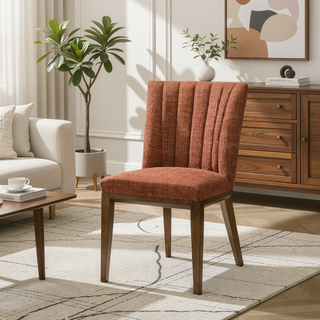 Sunvega Elmwood Beige Fabric Dining Chair Set Of 2 For Living Room Bedroom