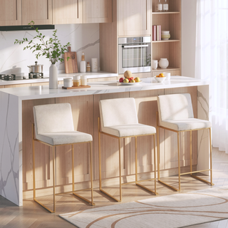 Sunvega Contemporary High Back Counter Stool Set of 3 with Padded Seat