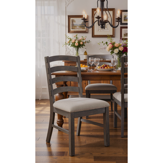 Sunvega Weathered Gray Upholstered Dining Chairs with Rustic Style, Set of 2