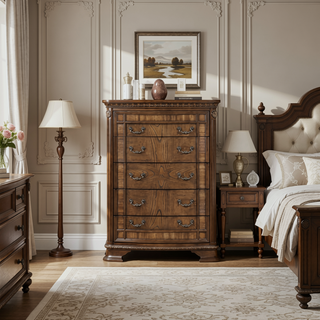 Sunvega Dark Brown Finish Traditional Nightstand with 2 Dovetail Drawers and Cedar Veneer
