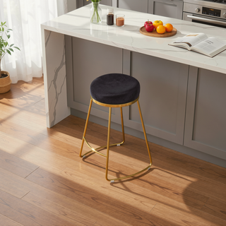 Sunvega Mid-Century Modern Velvet Upholstered Stool Seats One Comfortably