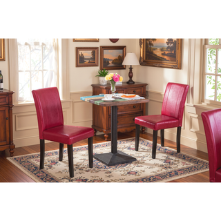 Sunvega Urban Style Leatherette Padded Parson Chair with Solid Wood Legs, Set of 2