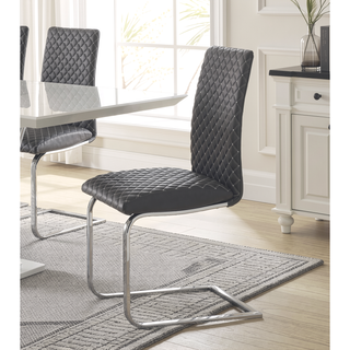 Sunvega Sleek Contemporary Style Gray Faux Leather Side Chairs with Chrome Metal Finish