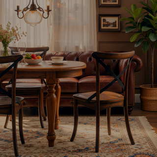 Sunvega Dark Oak Finish Wooden Dining Side Chairs Set of 2 with X-Back Design