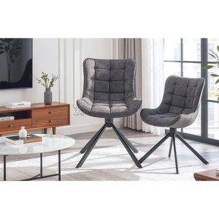 Sunvega Mid-Century Modern Tufted Diamond Pattern Upholstered Swivel Dining Chair
