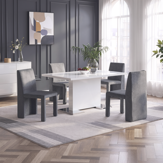 Sunvega Modern Gray Velvet Upholstered Dining Side Chairs with Solid Back Set of 2
