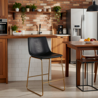 Sunvega Gold Metal and Faux Leather Duke Contemporary Counter Stool Set of 2