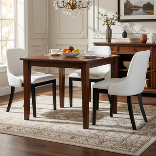 Sunvega Modern Wood Dining Chairs Set of 2 with Linen Upholstered Seat for Dining Room