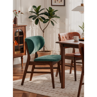 Sunvega Padded Upholstered Side Chair Set with Walnut Finish and Resistant Features