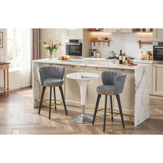 Sunvega 360 Swivel Counter Stools Set of 2 with Upholstered Backs and Goldy Footrest