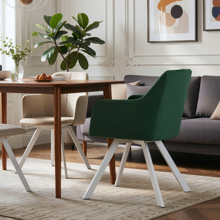Sunvega Green Velvet Upholstered Swivel Chair with Channel Tufted Back and Chrome Legs