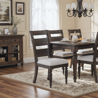 Sunvega Traditional Ladderback Side Chair with Upholstered Seat in Chocolate Finish