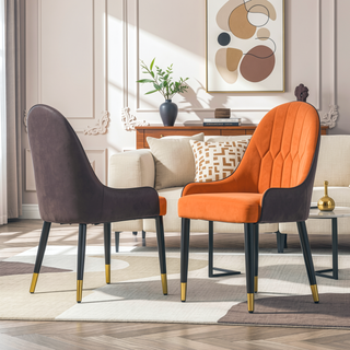 Sunvega Modern PU Leather Dining Chair with Solid Wood Legs and Ergonomic Seat