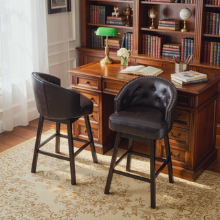 Sunvega 360 Swivel Upholstered Counter Stools Set of 2 with Backrest and Footrest