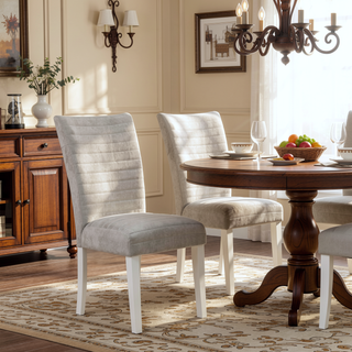Sunvega Grey and White Tufted Back Side Chairs with Soft Velvet Upholstery and Hardwood Frame