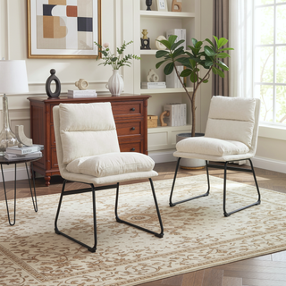 Sunvega Milos Contemporary Upholstered Dining Chairs Set of 2 with Sled Base