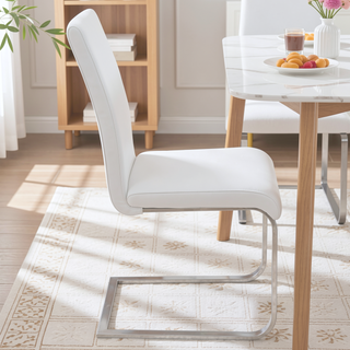 Sunvega Contemporary Faux Leather Upholstered Dining Chair with Metal Base Set of 2