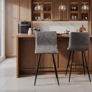 Sunvega 25" Swivel Counter Stool with Faux Leather Upholstery and Black Metal Base