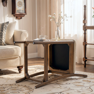 Sunvega Arched Back Wood and Upholstered Counter Stool Set of 2 in Ivory White Boucle