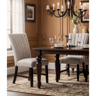 Sunvega Light Gray Flannelette Dining Chairs with Nailhead Trim and Black Wood Legs