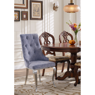 Sunvega Black Synthetic Leather & Chrome Metal High Back Armless Side Chair Set of 2