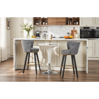 Sunvega 360 Swivel Counter Stools Set of 2 with Upholstered Backs and Goldy Footrest