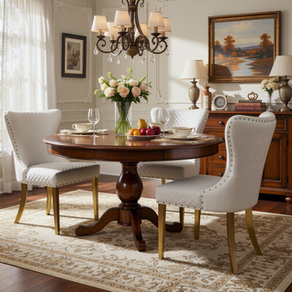 Sunvega Glam Style 2pc Side Chair with White Diamond Pattern Upholstery and Gold Square Legs