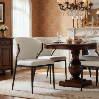 Sunvega Modern Upholstered Leatherette Dining Chair with Metal Frame, Set of 2